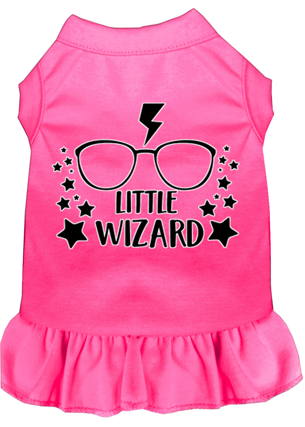 Little Wizard Screen Print Dog Dress Bright Pink XS